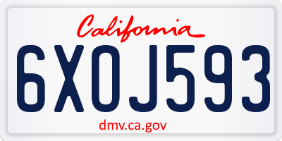 CA license plate 6XOJ593