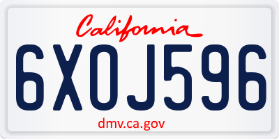 CA license plate 6XOJ596