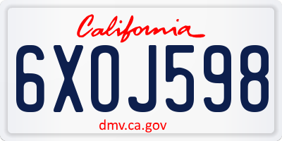 CA license plate 6XOJ598