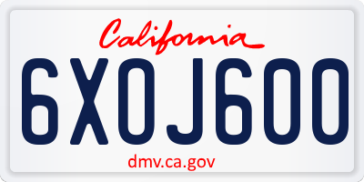 CA license plate 6XOJ600