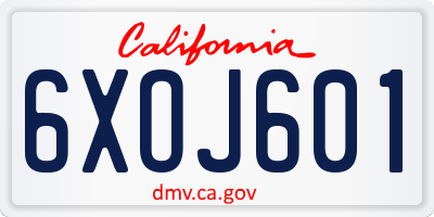CA license plate 6XOJ601