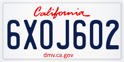 CA license plate 6XOJ602