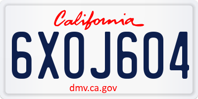 CA license plate 6XOJ604