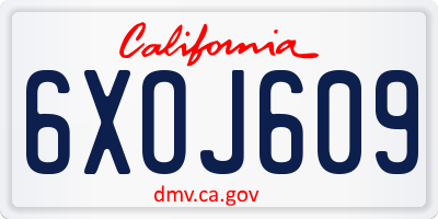 CA license plate 6XOJ609