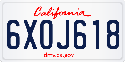 CA license plate 6XOJ618