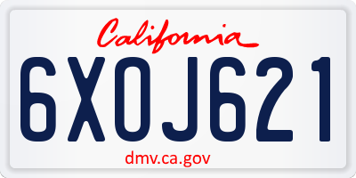 CA license plate 6XOJ621