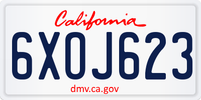 CA license plate 6XOJ623