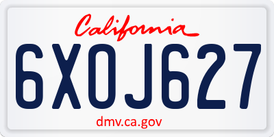 CA license plate 6XOJ627