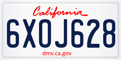 CA license plate 6XOJ628