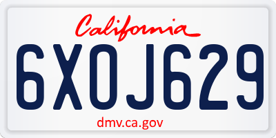 CA license plate 6XOJ629