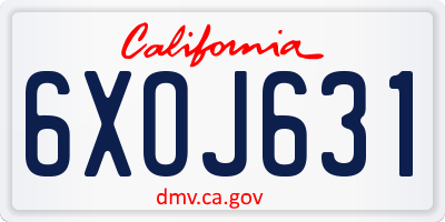 CA license plate 6XOJ631