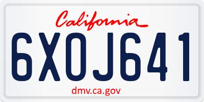 CA license plate 6XOJ641