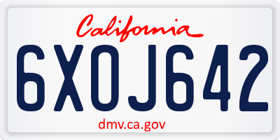CA license plate 6XOJ642
