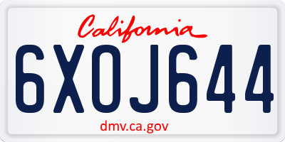 CA license plate 6XOJ644