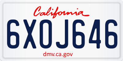 CA license plate 6XOJ646