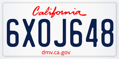 CA license plate 6XOJ648