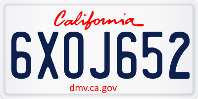CA license plate 6XOJ652