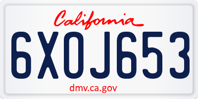 CA license plate 6XOJ653