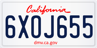 CA license plate 6XOJ655