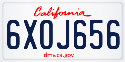 CA license plate 6XOJ656