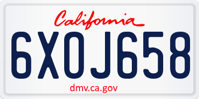 CA license plate 6XOJ658