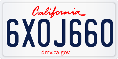 CA license plate 6XOJ660