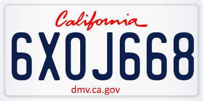CA license plate 6XOJ668