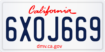 CA license plate 6XOJ669