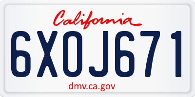 CA license plate 6XOJ671