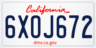 CA license plate 6XOJ672