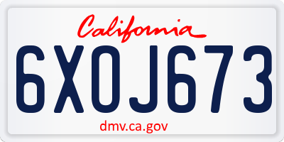 CA license plate 6XOJ673