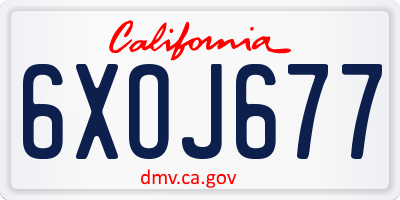 CA license plate 6XOJ677