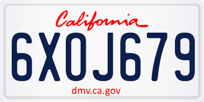CA license plate 6XOJ679