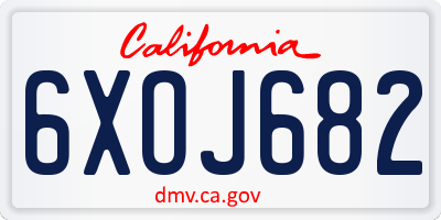 CA license plate 6XOJ682