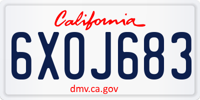 CA license plate 6XOJ683