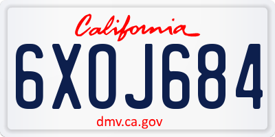 CA license plate 6XOJ684