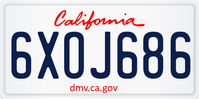 CA license plate 6XOJ686
