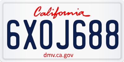 CA license plate 6XOJ688