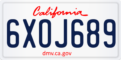 CA license plate 6XOJ689
