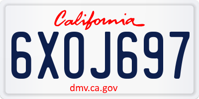 CA license plate 6XOJ697