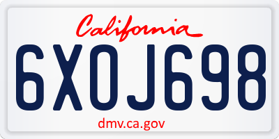 CA license plate 6XOJ698