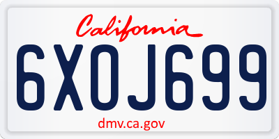 CA license plate 6XOJ699