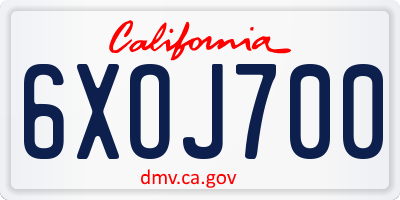 CA license plate 6XOJ700