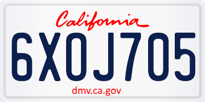 CA license plate 6XOJ705