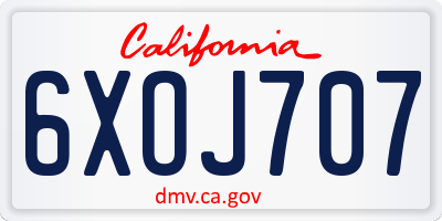 CA license plate 6XOJ707