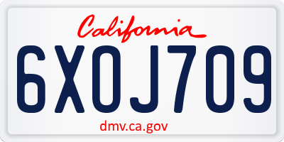 CA license plate 6XOJ709