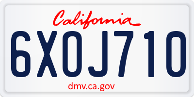 CA license plate 6XOJ710