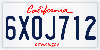 CA license plate 6XOJ712