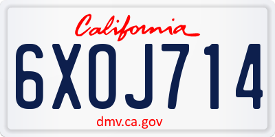 CA license plate 6XOJ714