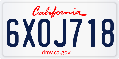CA license plate 6XOJ718